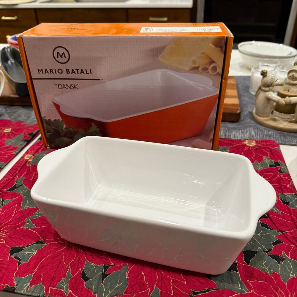 DANSK Mario Batali All White 5"x10" Rectangular Loaf Pan Baking Dish BNIB‎